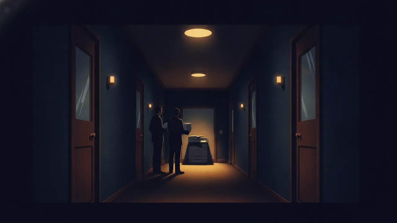 Ilustração do enigma A impressora no corredor