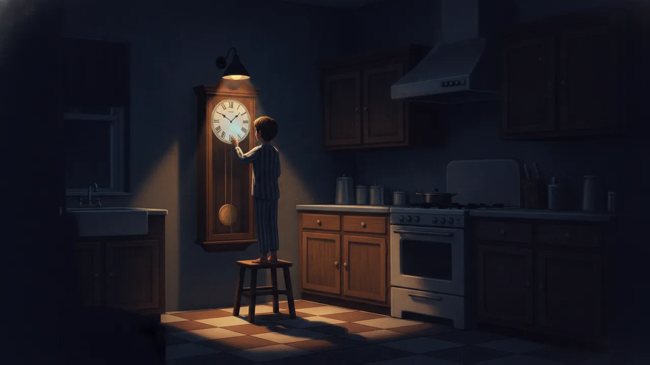 Ilustração do enigma O relógio atrasado